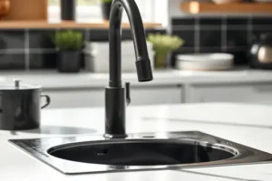 Pflege eines schwarzen Spülbeckens – Kalkflecken vermeiden und dunkle Spülen schonend reinigen